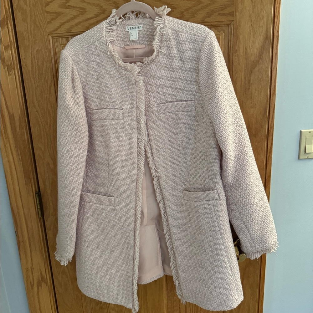 VENUS Women's Soft Pink Tweed Blazer